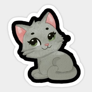 Grey cat with green eyes Sticker